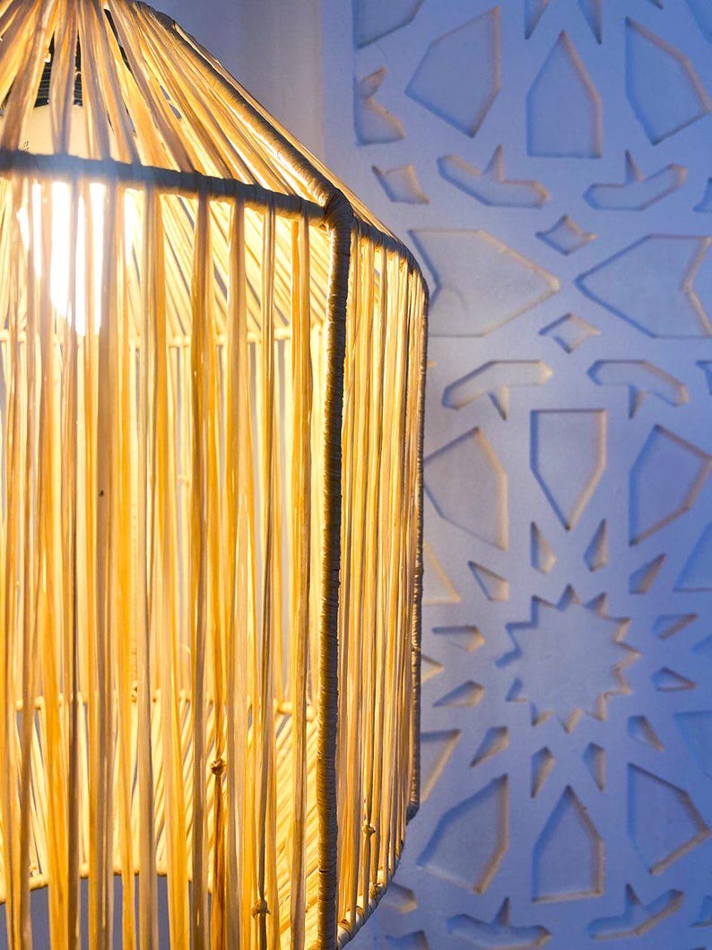 Raffia Pendant Light – Handmade Natural Fiber Lampshade