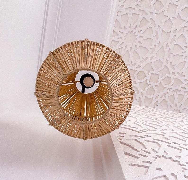 Raffia Pendant Light – Handmade Natural Fiber Lampshade