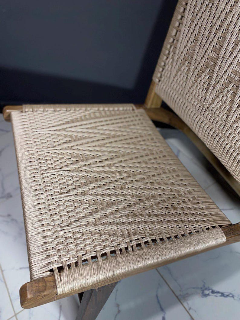 Handmade Walnut Armchair & Stool – Woven Natural Seat