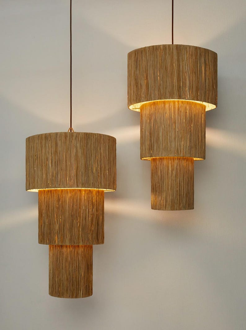Natural Raffia Pendant Light – Height 40, 50, 60 cm