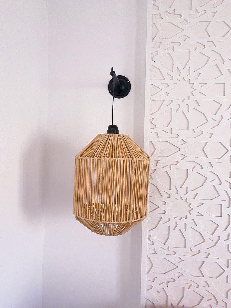 Raffia Pendant Light – Handmade Natural Fiber Lampshade