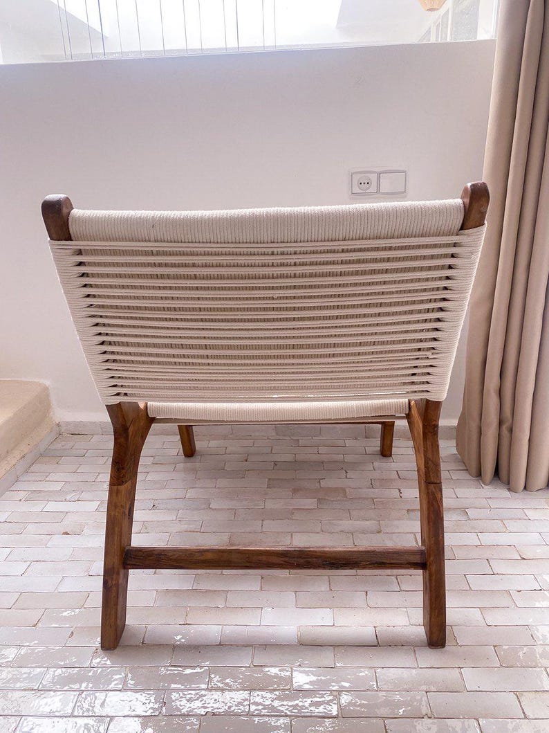 Walnut Cotton Rope Lounge Chair – Handmade Weave