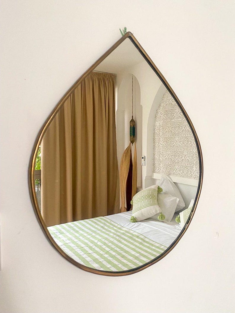 Handmade Moroccan Teardrop Mirror – Brass Frame Wall Décor