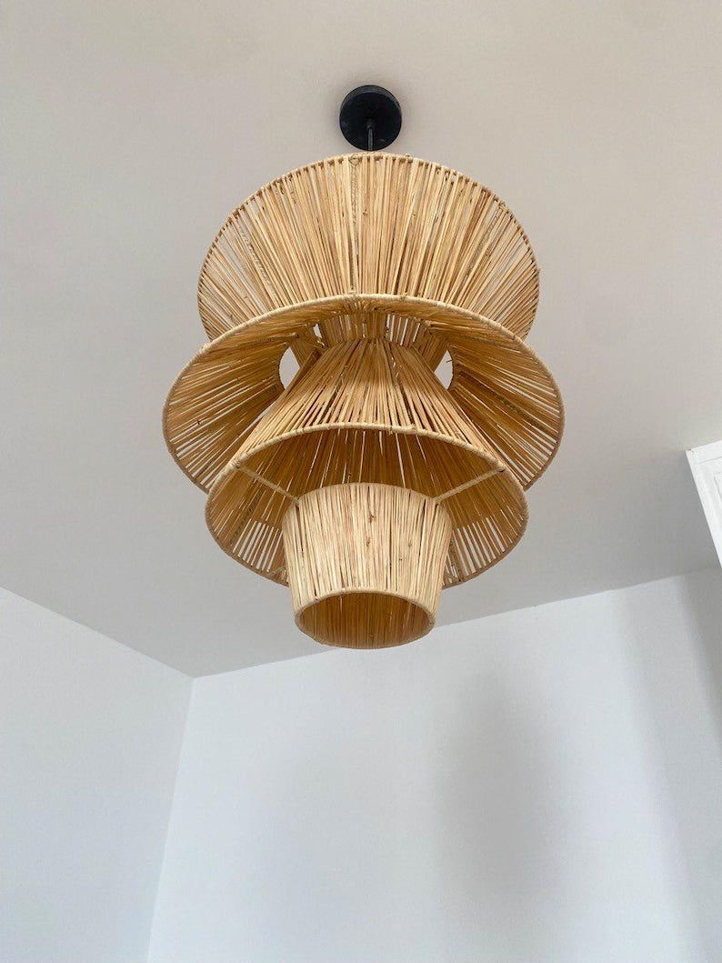 Handmade Raffia Pendant Light – Bohemian Lamp