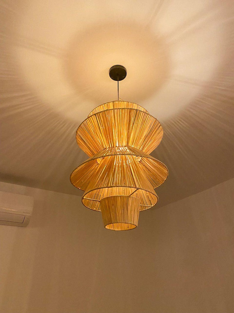 Handmade Raffia Pendant Light – Bohemian Lamp