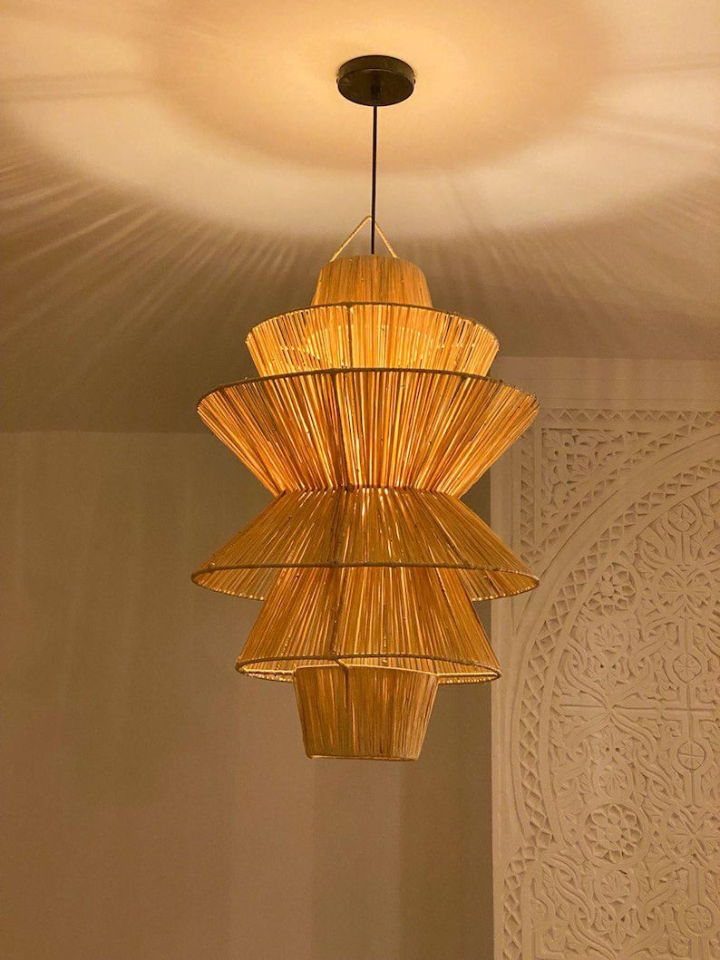 Handmade Raffia Pendant Light – Bohemian Lamp