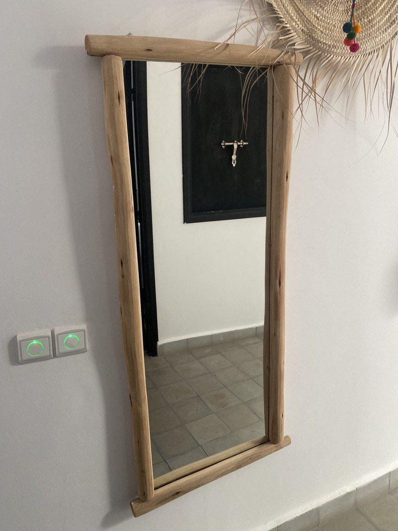 Handcrafted Rustic Wood Mirror – Natural Frame Wall Décor