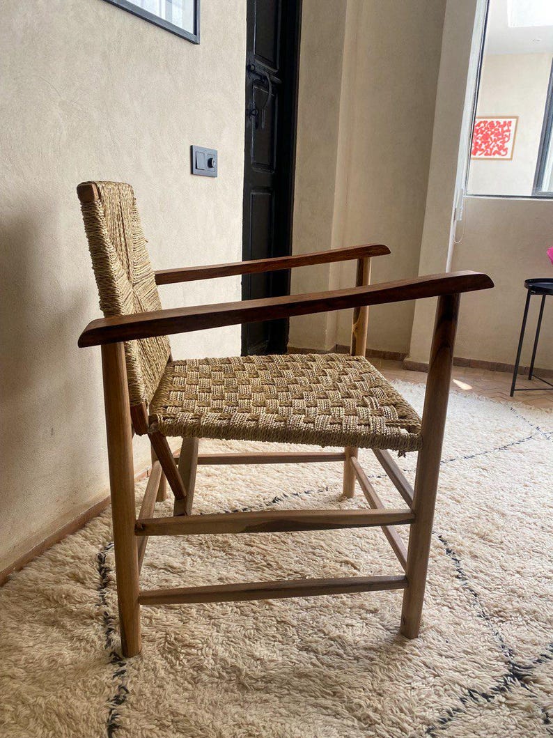 Walnut Rope Armchair – Handmade with Natural Weave
