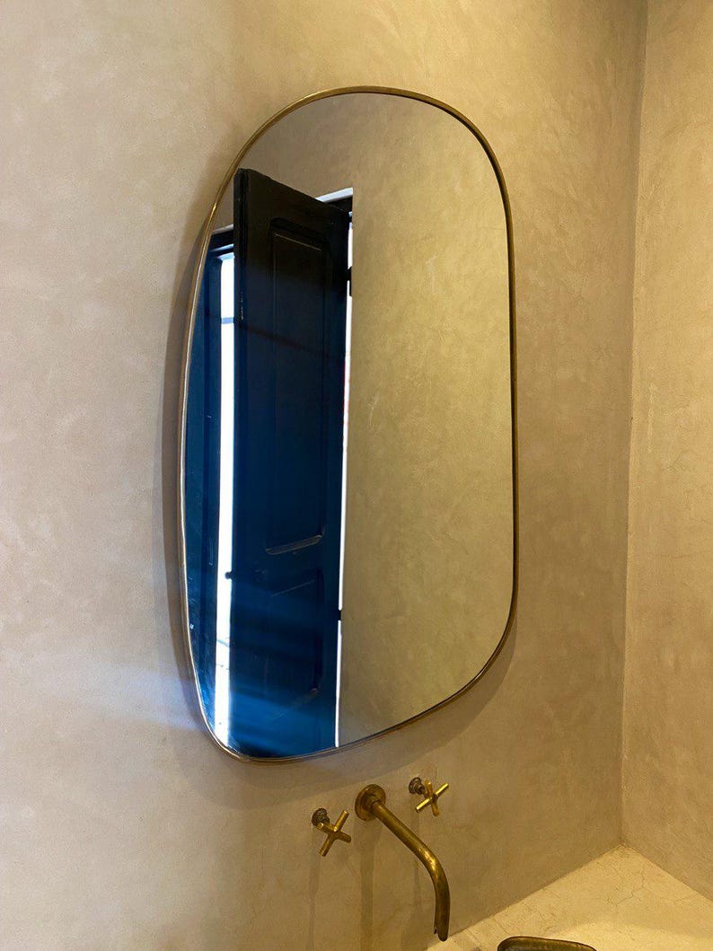 Handmade Moroccan Oval Brass Mirror – Elegant Wall Décor