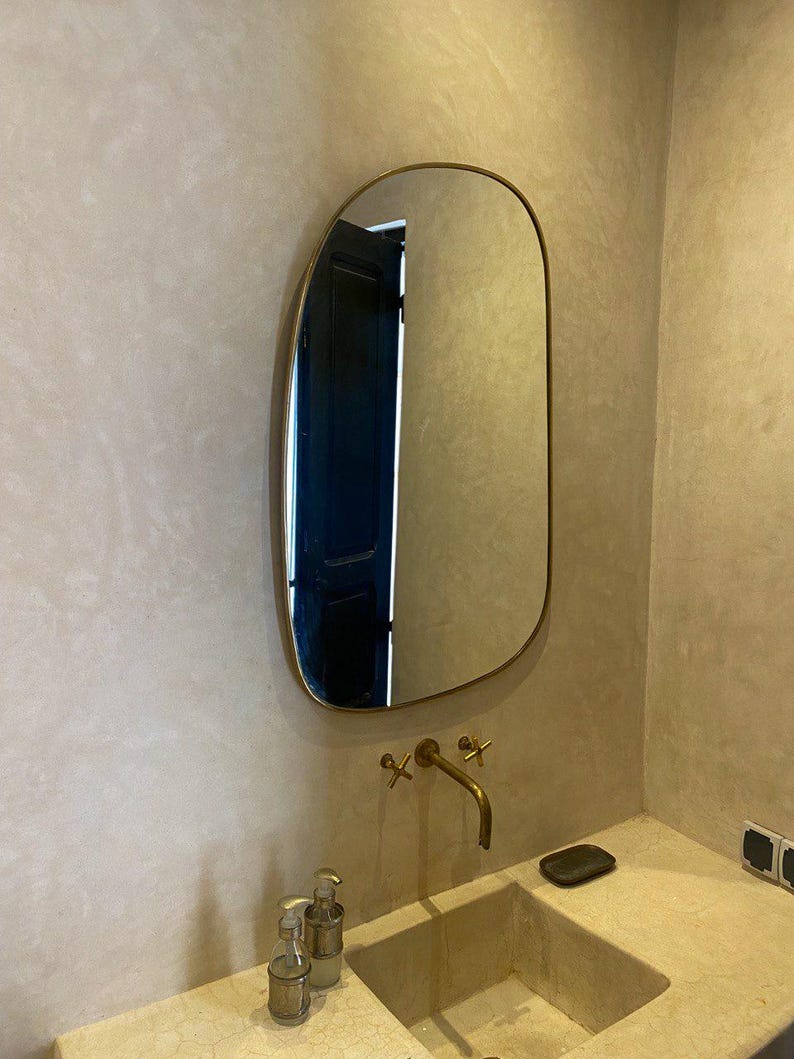 Handmade Moroccan Oval Brass Mirror – Elegant Wall Décor