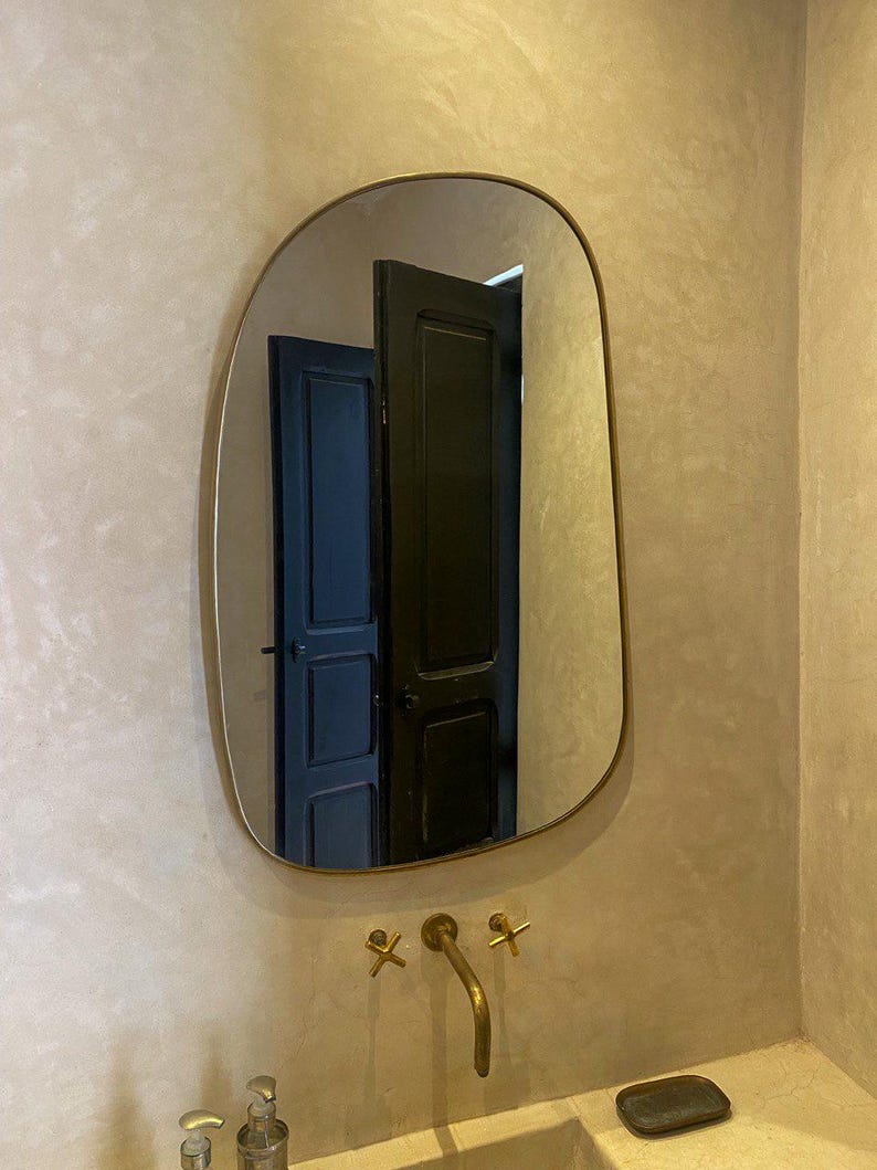 Handmade Moroccan Oval Brass Mirror – Elegant Wall Décor