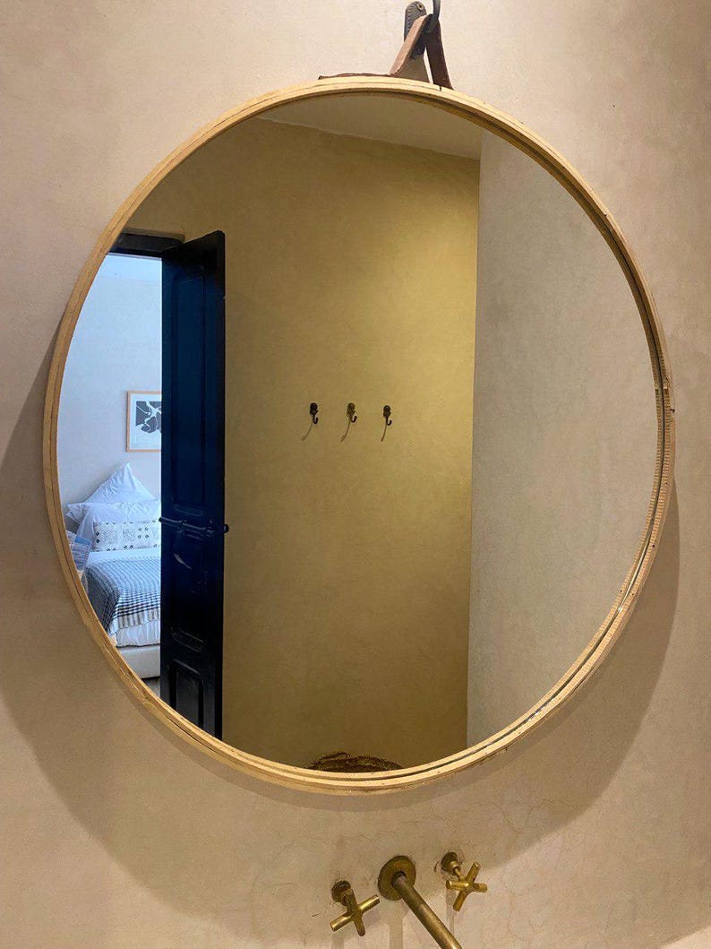 Handmade Round Brass Mirror – Modern Moroccan Wall Décor