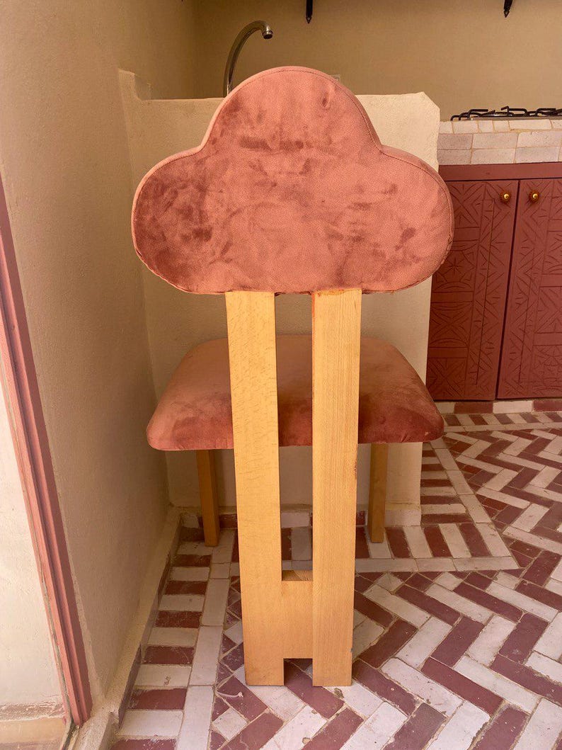 Handmade Cloud Back Velvet Chair – Pink Upholstery