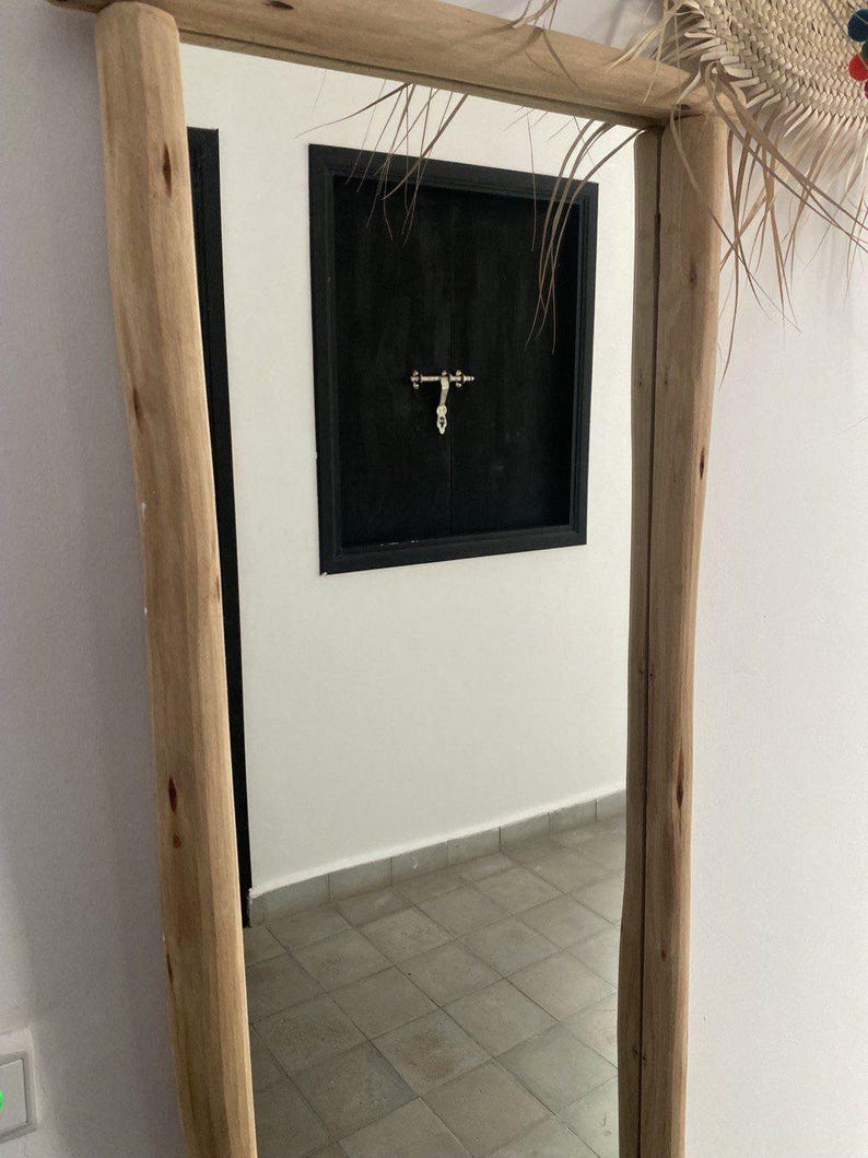 Handcrafted Rustic Wood Mirror – Natural Frame Wall Décor