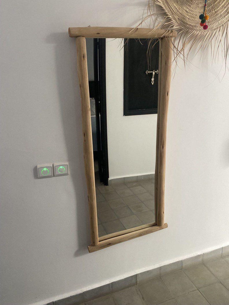 Handcrafted Rustic Wood Mirror – Natural Frame Wall Décor