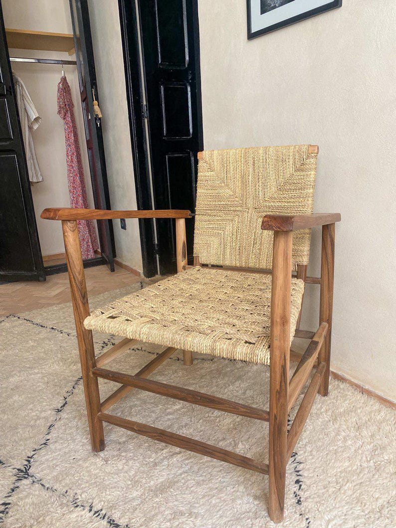 Walnut Rope Armchair – Handmade with Natural Weave