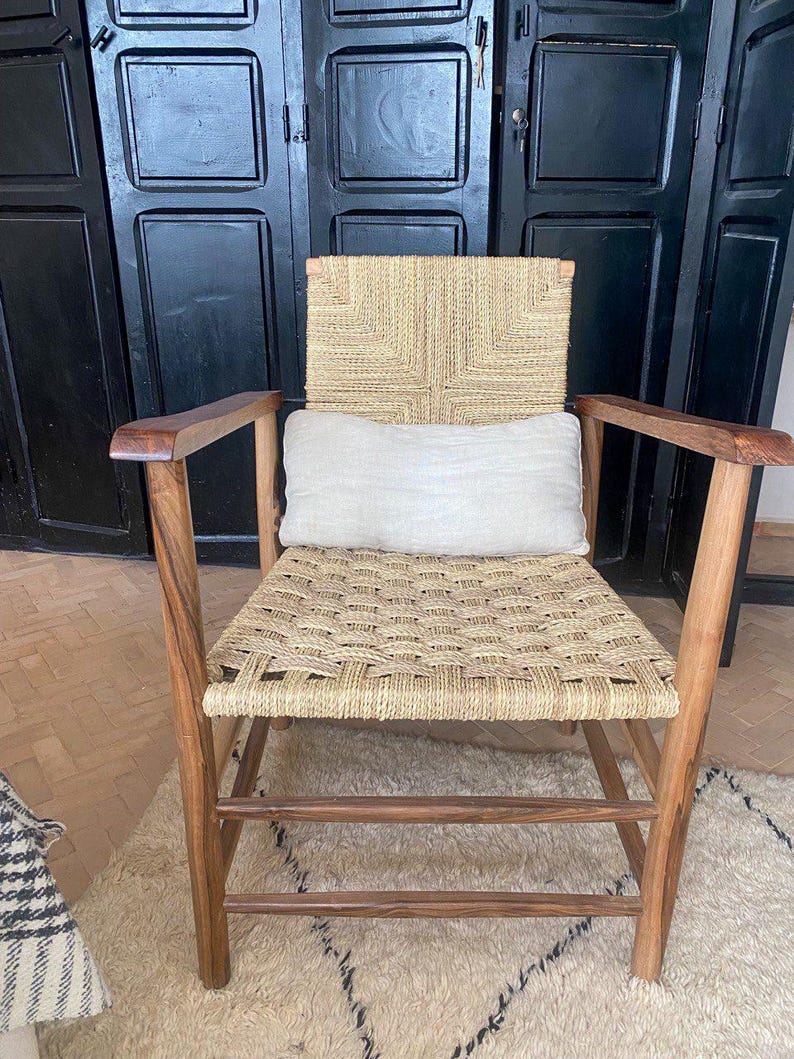 Walnut Rope Armchair – Handmade with Natural Weave