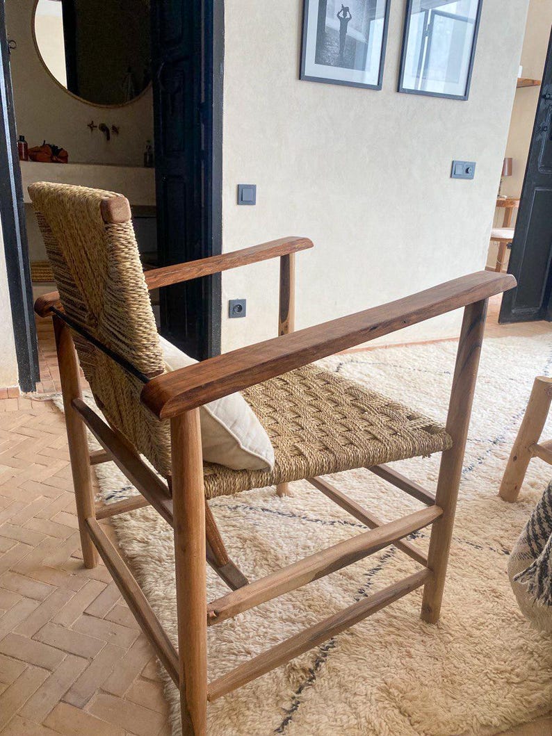 Walnut Rope Armchair – Handmade with Natural Weave
