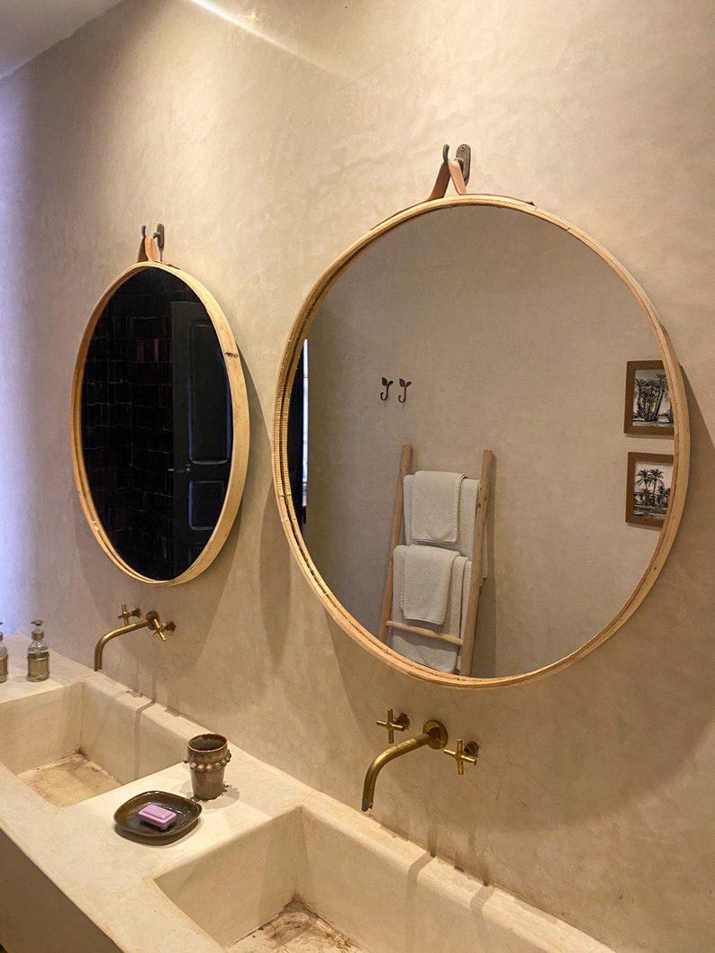 Handmade Round Brass Mirror – Modern Moroccan Wall Décor