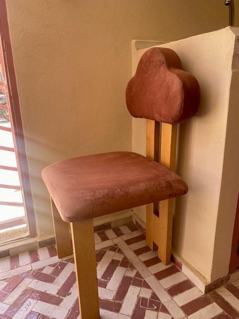 Handmade Cloud Back Velvet Chair – Pink Upholstery