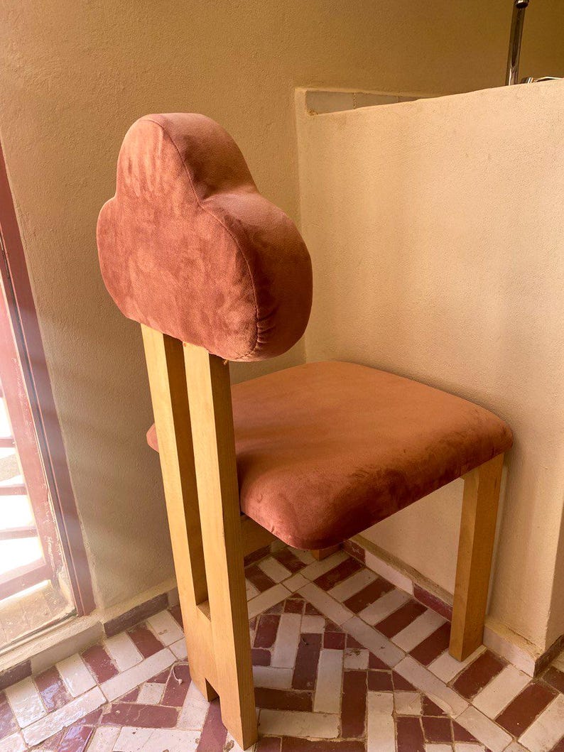 Handmade Cloud Back Velvet Chair – Pink Upholstery