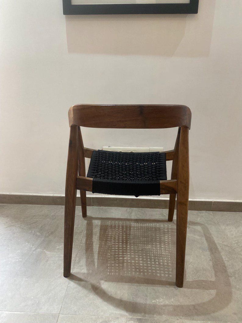 Walnut Armchair – Handmade with Black Woven Seat