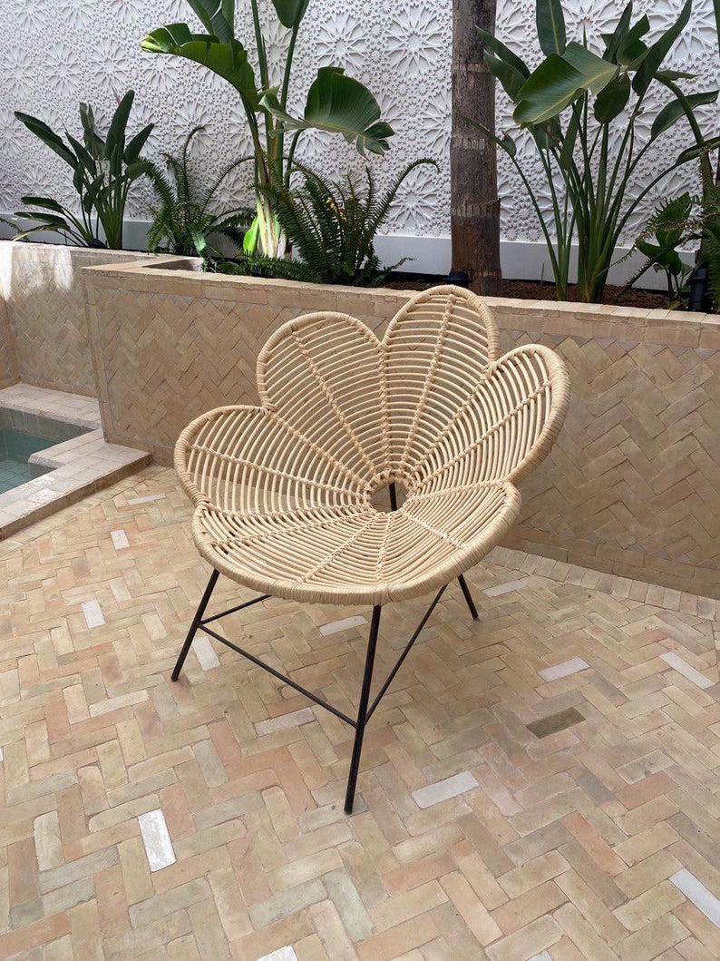 Handmade Rattan Flower Chair – Bohemian Lounge Seat
