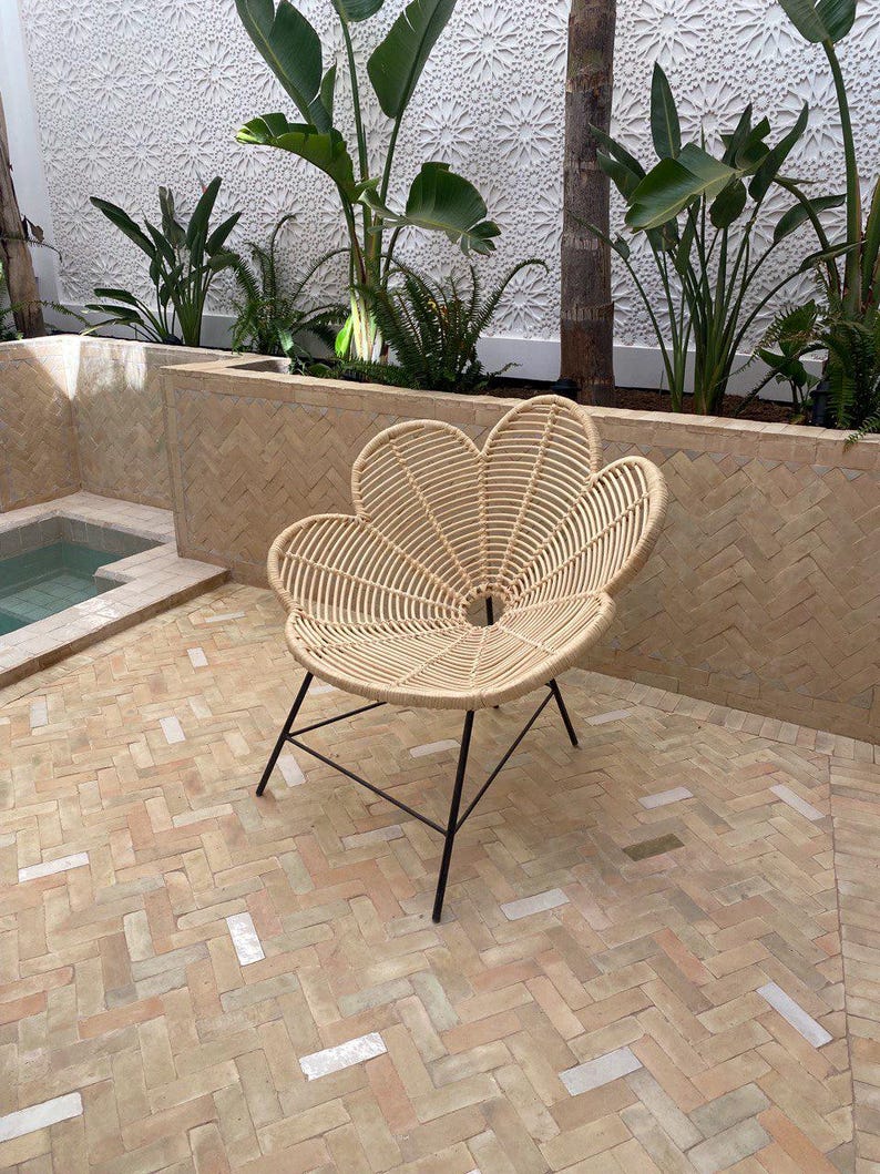 Handmade Rattan Flower Chair – Bohemian Lounge Seat