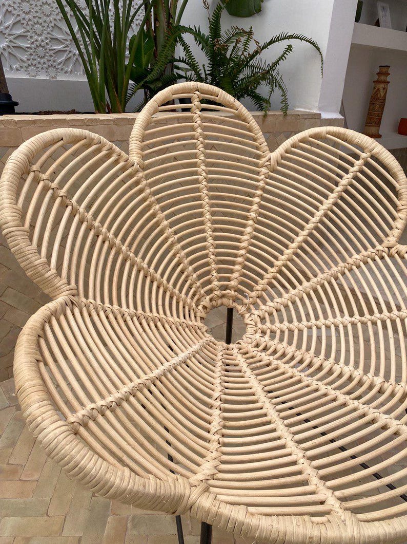 Handmade Rattan Flower Chair – Bohemian Lounge Seat