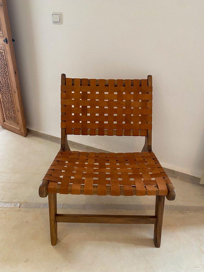 Walnut Lounge Chair – Handmade with Leather Weave