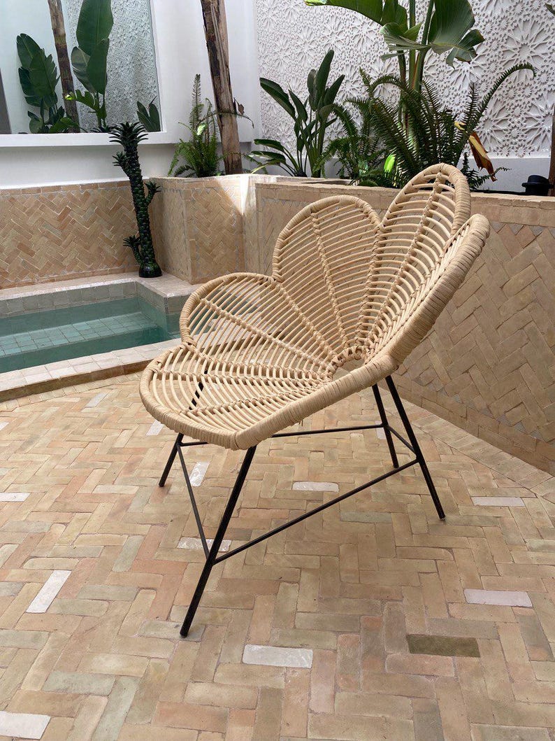 Handmade Rattan Flower Chair – Bohemian Lounge Seat