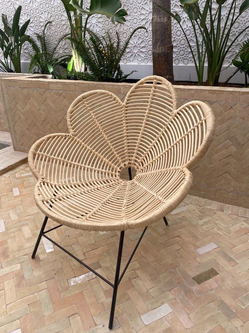 Handmade Rattan Flower Chair – Bohemian Lounge Seat