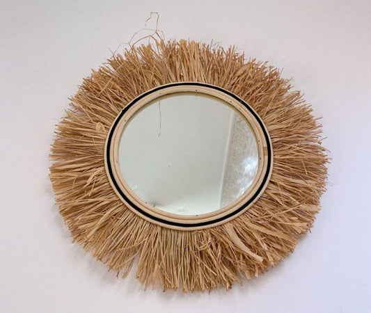 Miroir marocain en feuilles de palmier