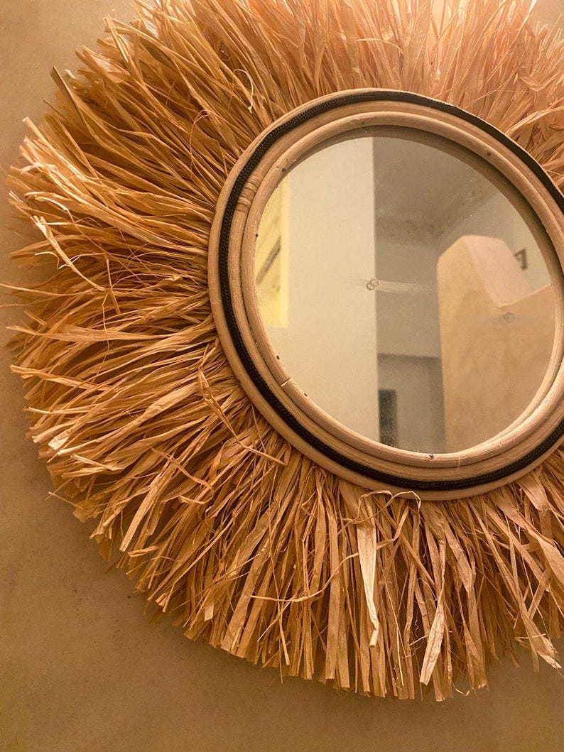 Miroir marocain en feuilles de palmier