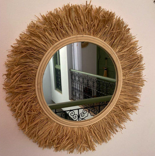 Miroir marocain en feuilles de palmier