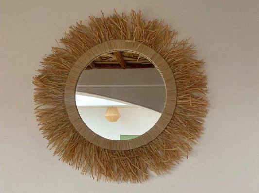 Miroir marocain en feuilles de palmier