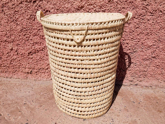Panier à linge en feuilles de palmier - Rond