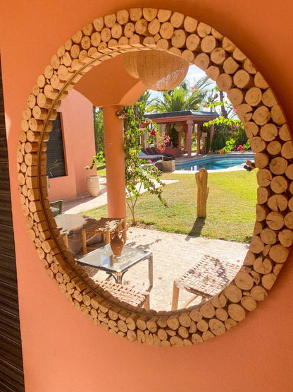 Round Rustic Wooden Frame Mirror – Handmade Natural Design