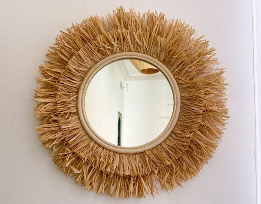 Miroir marocain en feuilles de palmier