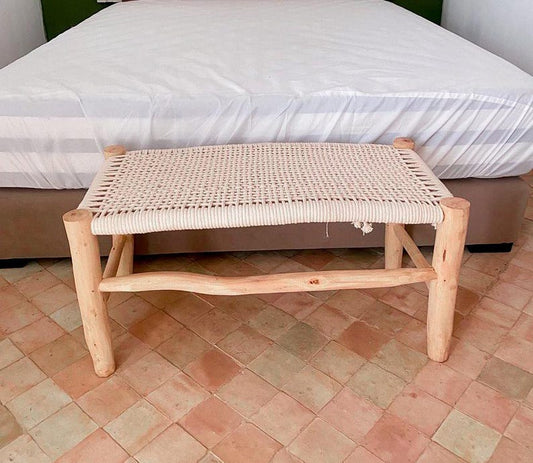 Banc en bois et assise en nylon Blanc