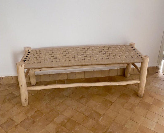 Banc en bois et assise en nylon Beige
