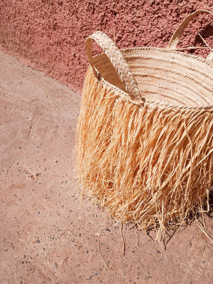 Handwoven Basket in Natural Raffia