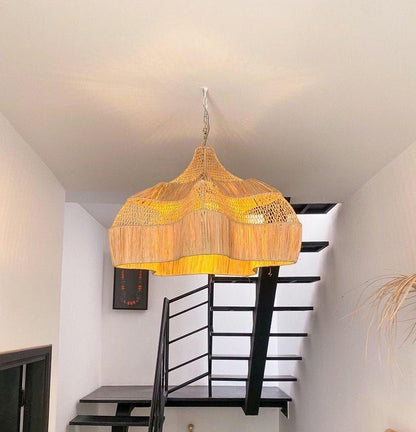 Raffia Pendant Light – Flower Shape