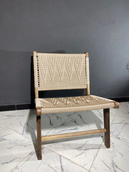 Handmade Walnut Armchair & Stool – Woven Natural Seat