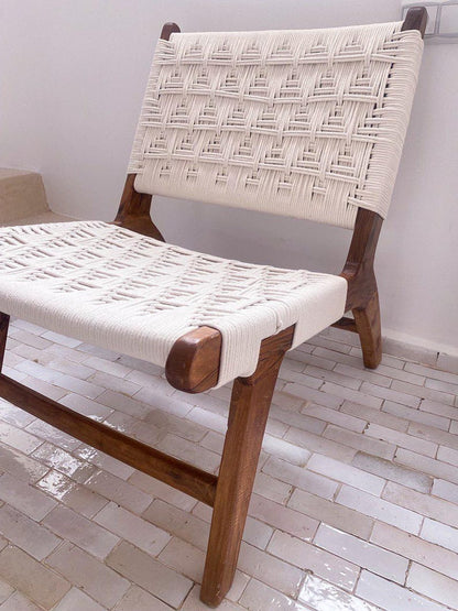 Walnut Cotton Rope Lounge Chair – Handmade Weave