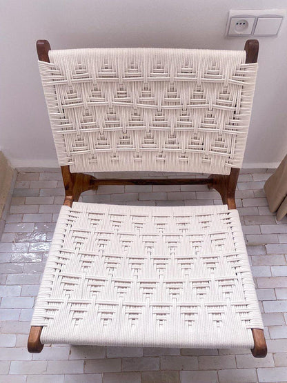 Walnut Cotton Rope Lounge Chair – Handmade Weave