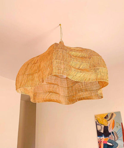 Suspension en raphia - Forme fleur