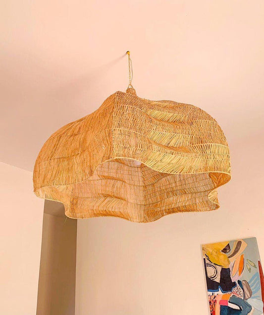 Suspension en raphia - Forme fleur
