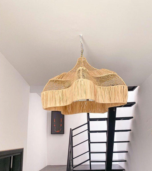 Suspension en raphia - Forme fleur
