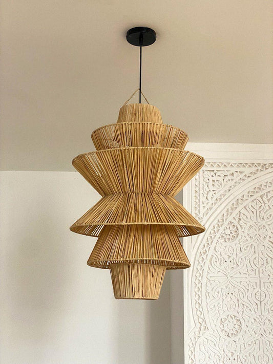 Suspension en raphia fait main – Luminaire bohème